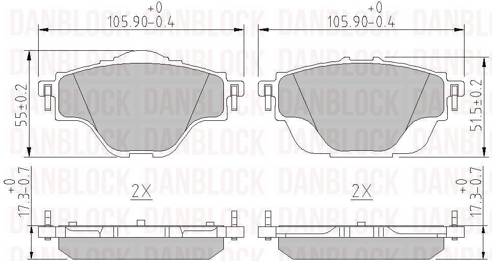 Sada brzdových platničiek kotúčovej brzdy DANBLOCK